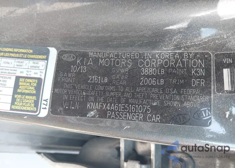 2014 Kia Forte Lx из США, поврежденный, VIN KNAFX4A61E5161075